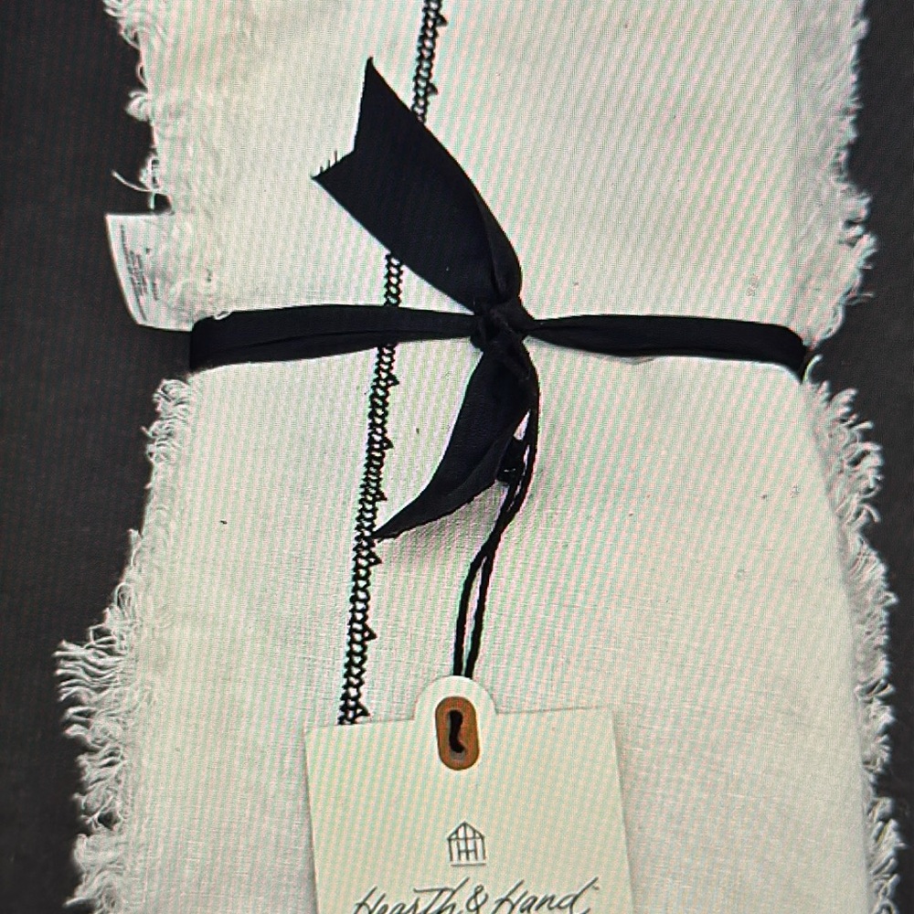 Hearth & Hand napkins, set of 5 linen with black stitching NEW